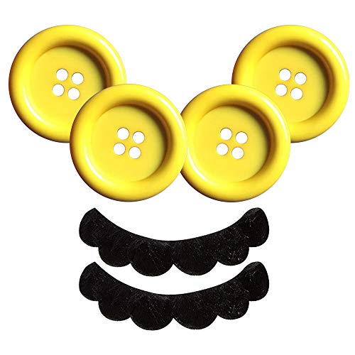 iZoeL 4X Knöpfe 38mm XL Gelb Karnevalknopf für Mario und Lui gi Faschingkostüme Accessorie Mause Halloween Fasching Motto Party Kostüm-Zubehör von iZoeL