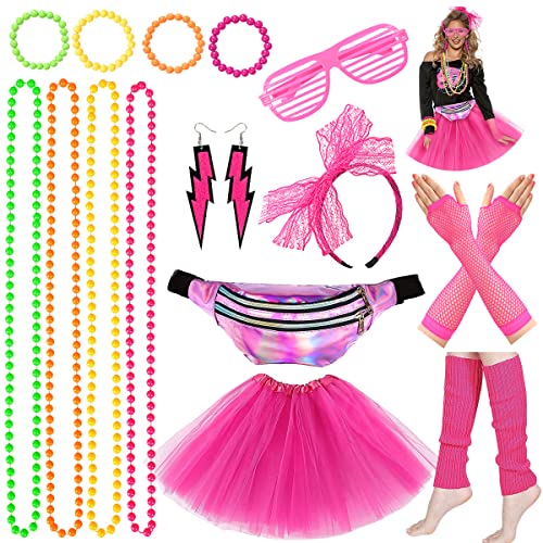 iZoeL 80er Jahre Kostüm Damen, 80er Outfit 80er Kleidung, 15tgl. ink. Tutu Rock Bauchtasche Haarreif Brille Armband Halskette Ohrringe, 80er Retro Party Accessoires iZoeL 80er Jahre Kostüm Damen, 80er Outfit 80er Kleidung, 15tgl. ink. Tutu Rock Bauchtasche Haarreif Brille Armband Halskette Ohrringe, 80er Retro Party Accessoires von iZoeL
