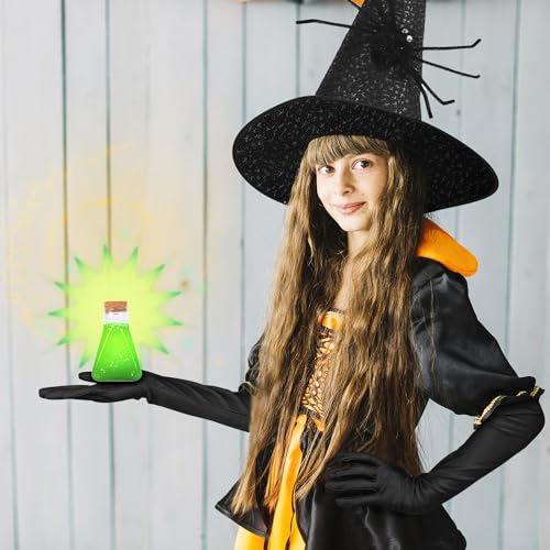 iZoeL Halloween Hexenkostüm Damen Hexenhut, Hexenumhang 170cm Hexenbesen, Halloween Hexehandschuhe,Hexen Trankflasche Halloween Fasching Cosplay Kostüm für Damen Frauen von iZoeL