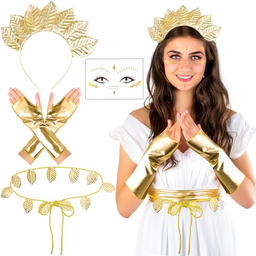 iZoeL Griechische Göttin Kostüm Damen Mädchen, Göttin Haarreif mit Blätter Gold Handschuhe Göttin Gürtel mit Blätter Tattoo Karneval Kostüm Accessorie, Karneval Fasching Mottoparty kostüm iZoeL Griechische Göttin Kostüm Damen Mädchen, Göttin Haarreif mit Blätter Gold Handschuhe Göttin Gürtel mit Blätter Tattoo Karneval Kostüm Accessorie, Karneval Fasching Mottoparty kostüm von iZoeL
