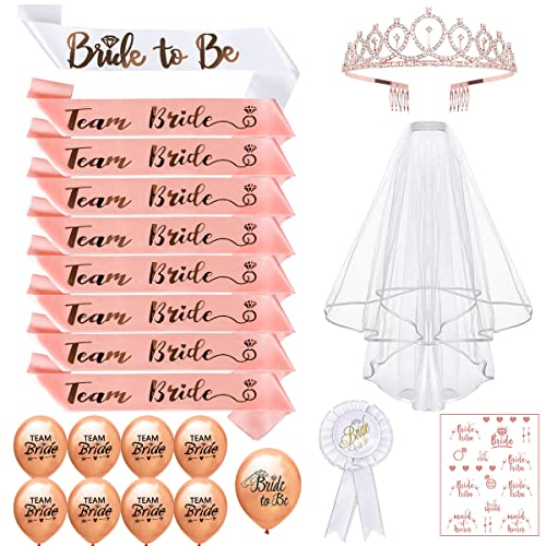 iZoeL Bride to be Schärpe, 8x Team Bride Schärpe, Hochzeit Schleier, Krone Braut, Brautabzeichen, 8x Rosegolde Luftballon, Tattoo JGA Schärpe JGA Accessoires Junggesellinnenabschied iZoeL Bride to be Schärpe, 8x Team Bride Schärpe, Hochzeit Schleier, Krone Braut, Brautabzeichen, 8x Rosegolde Luftballon, Tattoo JGA Schärpe JGA Accessoires Junggesellinnenabschied von iZoeL