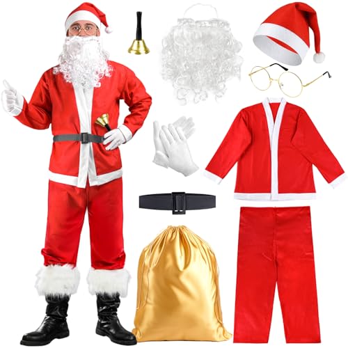 iZoeL Weihnachtsmann kostüm Herren Damen, Weihnachtsmann Bart Mütze Handschuhe Gürtel Weihnachtsmann Tasche Brille Weihnachtskostüm Accessories, Herren Damen Weihnachtsmann Anzug iZoeL Weihnachtsmann kostüm Herren Damen, Weihnachtsmann Bart Mütze Handschuhe Gürtel Weihnachtsmann Tasche Brille Weihnachtskostüm Accessories, Herren Damen Weihnachtsmann Anzug von iZoeL