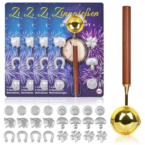 iZoeL Zinngießen Silvestergießen mit 24 Zinnfiguren 4 Löffel Anleitung Orakelheft, Zinn Giessen Silvester, 4 Zinn Set zu gießen für Silvester Partyspiele Silvesterbrauch Wahrsagerei-Partyspiel iZoeL Zinngießen Silvestergießen mit 24 Zinnfiguren 4 Löffel Anleitung Orakelheft, Zinn Giessen Silvester, 4 Zinn Set zu gießen für Silvester Partyspiele Silvesterbrauch Wahrsagerei-Partyspiel von iZoeL