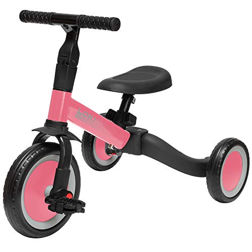 ib style® Loki 4 in 1 Multifunktions Dreirad | Laufrad | Balance Fahrrad | 1-5 Jahre | Bis 25kg | Pink von ib style