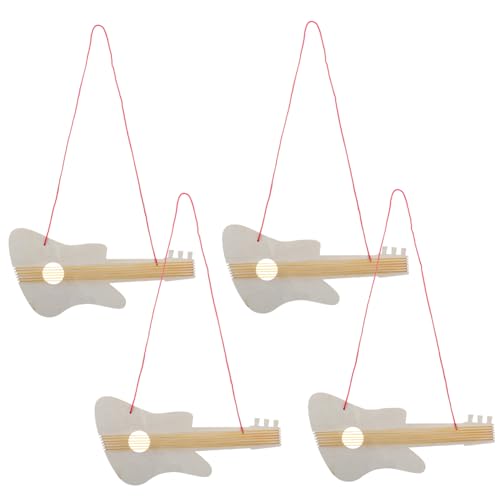 ibasenice Kinder-Musikinstrument 4 Stück Unlackierte Holzgitarren Für Jungen Und Mädchen Gitarrenspielzeug von ibasenice