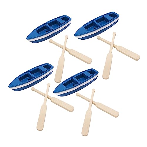 4 Sätze Holz Zweier Mini Stranddekorationen Miniatur Schiffsmodelle Segelschiff Holz Meerestiere Figuren Puppenhaus Strand Wasserfahrzeuge Modell Bonsai Harz Segelboot von ibasenice