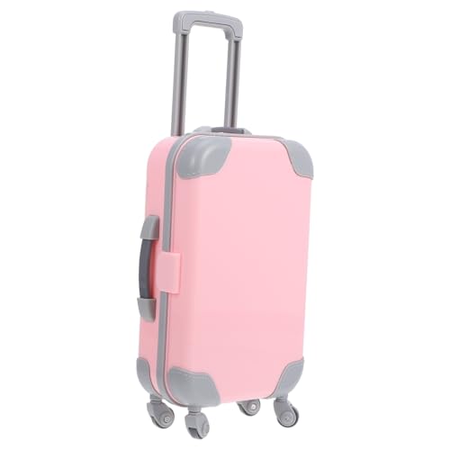 Miniaturkoffer für Puppenhaus, Reisezubehör mit drehbaren Rädern und verstellbarem Griff, Spielzeuggepäck für Mädchen, 45,7 cm, Rosa Miniaturkoffer für Puppenhaus, Reisezubehör mit drehbaren Rädern und verstellbarem Griff, Spielzeuggepäck für Mädchen, 45,7 cm, Rosa von ibasenice