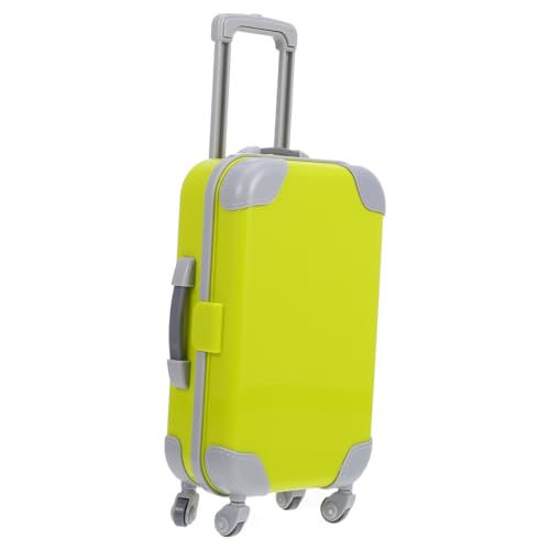 Reisekoffer für Puppen, gelber Minikoffer mit drehbaren Rädern und verstellbarem Griff, Puppenhauszubehör, 45,7 cm von ibasenice