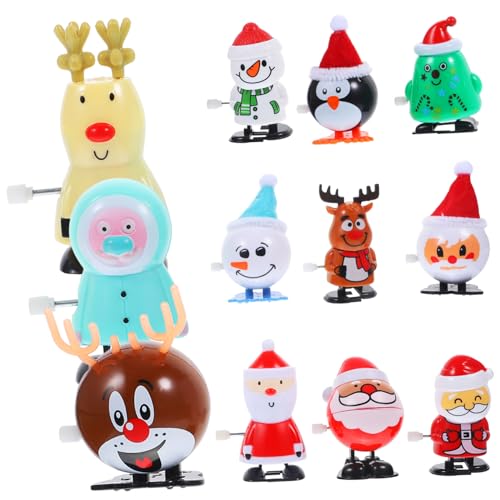 ibasenice 1 12 Stück Weihnachtsmann Aufziehspielzeug Party Uhrwerk Weihnachtsspielzeug Lernspielzeug Uhrwerk Kunststoff Rot von ibasenice