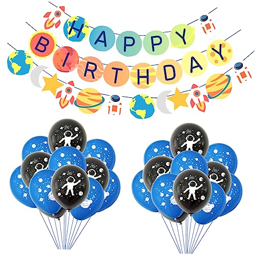 ibasenice 1 Latte-ballon-set Luftballons Für Eine Weltraum-mottoparty Raumfahrer-luftballons Geburtstagsfeier-banner Hochstuhl-geburtstagsbanner Latex-anzug Emulsion Baby Universum Papier von ibasenice