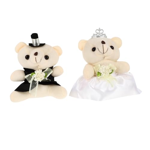 ibasenice 1 Paar Bärenpuppe Kleinkinder Tiere Tragen Mädchen Mini-Puppen Kaninchen Ausgestopft Bär Puppe Hause Dekorative Puppe Hochzeit Puppe Bastelpuppe Plüsch von ibasenice