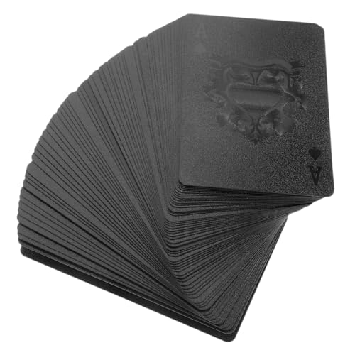 ibasenice 1 Packung Schwarz Goldene wasserdichte Spielkarten Partyspiel Pokerkarten Lustiges Spiel Pokerkarten Für Pik Schwarze Pokerkarten Goldene Spielkarten Große Spielkarten von ibasenice