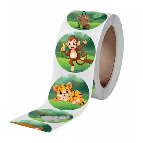 ibasenice 1 Rolle Belohnungsaufkleber für Tiermotive Selbstklebende Stickerrolle für Bastelprojekte Dekoration und Anreize für Freizeitaktivitäten von ibasenice