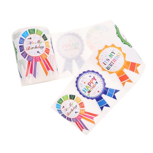 ibasenice 1 Rolle Happy Birthday-Aufkleber Für Partydekorationen, Kindergeburtstagsanhänger, Selbstklebende Etiketten Für Karten Und Umschläge, Bunte Kleine Abzeichen-Aufkleber von ibasenice