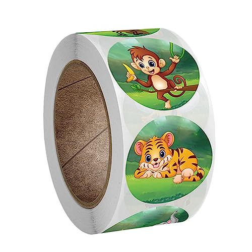 ibasenice 1 Rolle Tierförmige Selbstklebende Aufkleber für Belohnungssticker mit Niedlichen Designs für Geschenkkarten Verpackungen und Schulprojekte Einfach zu Verwenden für Kreative von ibasenice