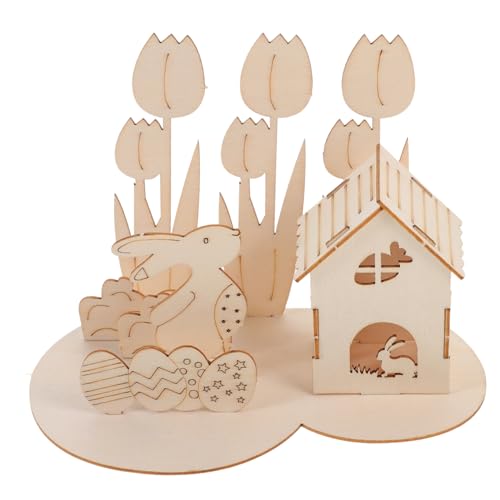 ibasenice 1 Satz 3D-Puzzle-Kaninchen Hasenpuzzle Aus Holz 3D-Kaninchen-Puzzle Osterhasen-Puzzle Hasenstatue Aus Holz Osterhasenfiguren Osterpartydekorationen Hölzern Kleinkind Geschenk von ibasenice