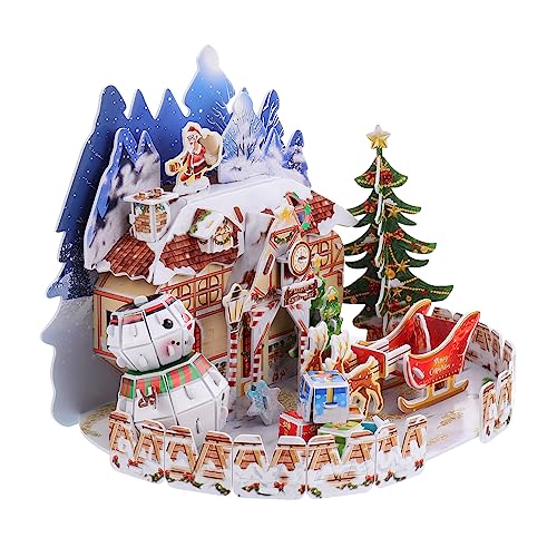 ibasenice 1 Satz 3D-Stereo-Puzzle für kinderspielzeug weihnachtsdekoration Kid Toys Geschenkidee Weihnachtsblockspielzeug Bausteinspielzeug Weihnachten 3D-Puzzle Papier von ibasenice