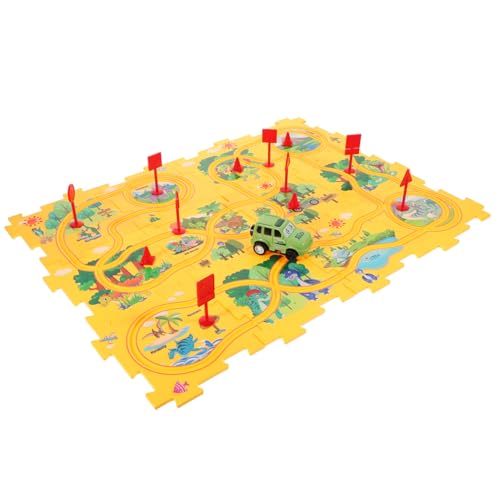 ibasenice 1 Satz Autostrecken für laubsägen Set für für Fahrzeuge Konstruktions- Auto-Puzzle Jungen Dinosaurierspielzeug Plastik Yellow von ibasenice