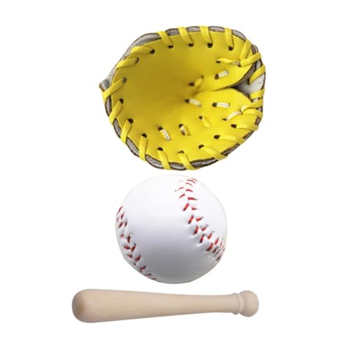 ibasenice 1 Satz Baseball Set mit Handschuh und Ball Dekorative Spielzeugaccessoires für Puppenhäuser Realistische Nachbildung Zubehör für Rollenspiele und Geburtstagsdekoration von ibasenice