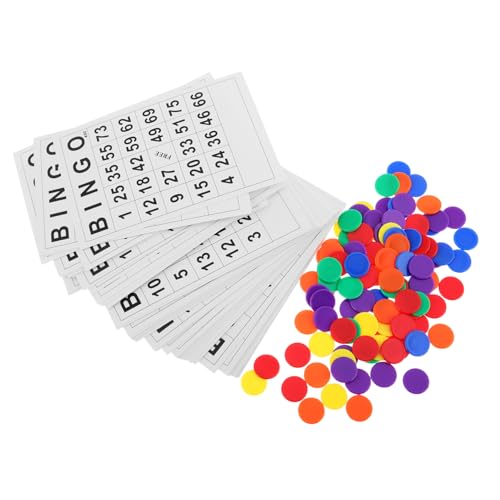 ibasenice 1 Satz Bingo Karten Set Einzigartige Bingo Karten Chips Familienfeiern und Partys Fördert Zahlenverständnis und Konzentration Interaktives Lernspiel für Altersgruppen von ibasenice