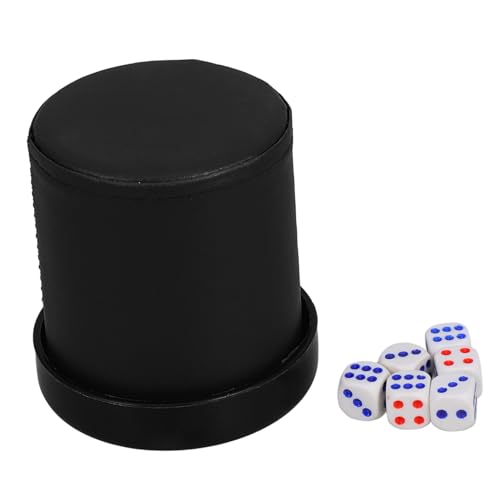 ibasenice 1 Satz Compact Würfelbecher aus Kunstleder mit Samtinnenfutter Würfeln und Deckel für Würfelspiele und Partys Geräuschdämpfender Würfelhalter für Spielerlebnis von ibasenice