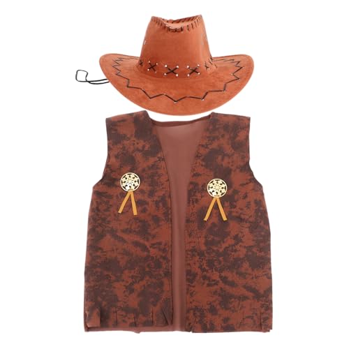 ibasenice 1 Satz Cowboy Kostümset für Herren Western Party Outfit mit Hut und Oberteil für Karneval Halloween und Maskeraden Trendiges Cowboy Design für Unvergessliche Auftritte von ibasenice