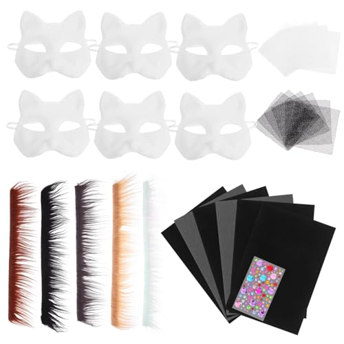ibasenice 1 Satz Diy Katzenmaske Kreatives Bastelkit für Dekorativen Zubehörteilen Fördert Kreative Entwicklung und Feinmotorik Kostümpartys und Maskeraden von ibasenice