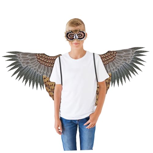 ibasenice 1 Satz Eulen Kostüm Set mit Maske und Flügeln Teiliges Cosplay für Bühne Deko und Foto Requisiten für Fasching und Halloween Atmungsaktiv und Leicht zu Tragen von ibasenice