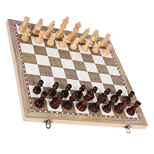 ibasenice Natürliche Holzsets Mit Faltbarem Design Und Dame-Spiel Sicher Für Kinder Einfach Aufzubewahren Und Zu Tragen von ibasenice