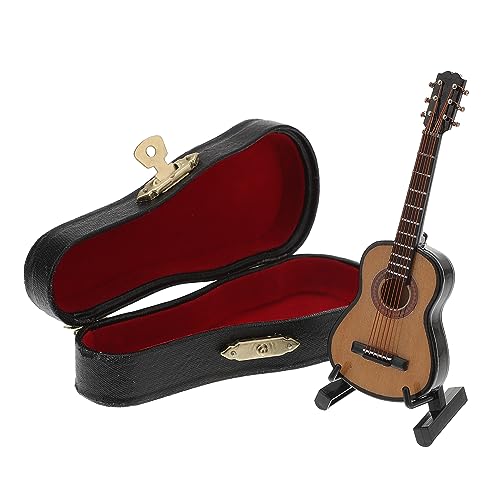 ibasenice 1 Satz Gitarrenverzierungen Holzspielzeug Dekoration Miniatur-Gitarre Aus Holz Einzigartige Mini-Gitarre Puppenhaus-mini-gitarrenmodell Miniatur-gitarrendekor Aus Holz Kupferkabel von ibasenice