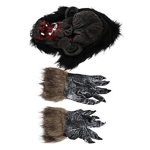 ibasenice 1 Satz Gorilla-Kopfbedeckung aufdecken Horror wild Halloween-Cosplay-Handschuhe halloween costume halloween kleidung Halloween-Gorilla-Handschuhe beängstigend Emulsion Black von ibasenice