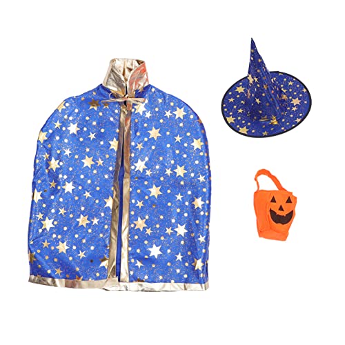 ibasenice 1 Satz Halloween Kostümset für Zauberin Umhang mit Hut und Kürbis Tasche für Halloween Cosplay und Rollenspiele Teiliges von ibasenice