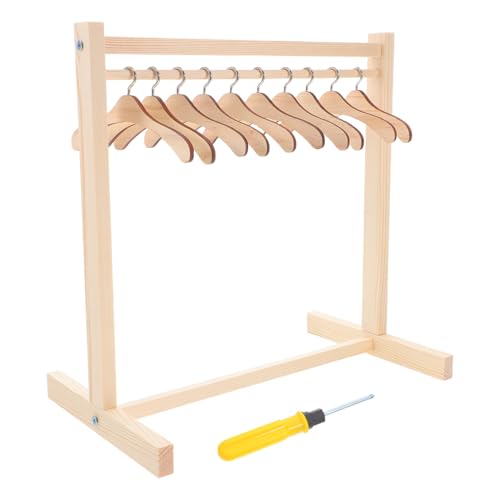 ibasenice 1 Satz Holz Puppenbekleidungsregal Miniatur Puppen Kleiderbügel für Puppenhaus Zubehör zum Organisieren von Prinzessinkleidern und Outfits von ibasenice