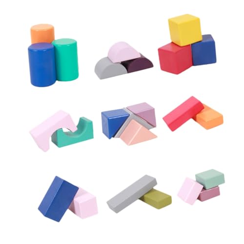 ibasenice Geometrie-bausteine Stapelspielzeug 60 Stück Große Kunststoff-bausteine 3D Für Kinder Lernspielzeug-Set Eltern- -interaktion von ibasenice