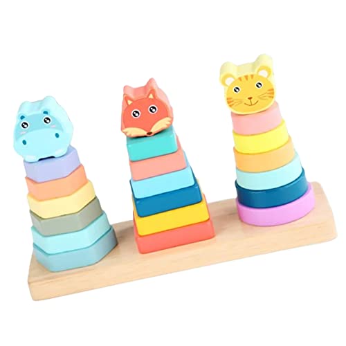 ibasenice Hochwertiges Geometrisches Stapelspielzeug Aus Holz Für Kleinkinder Baby-erkennungs- Und Stapelspiel (4er-Set) Alter 1–2 Jahre von ibasenice