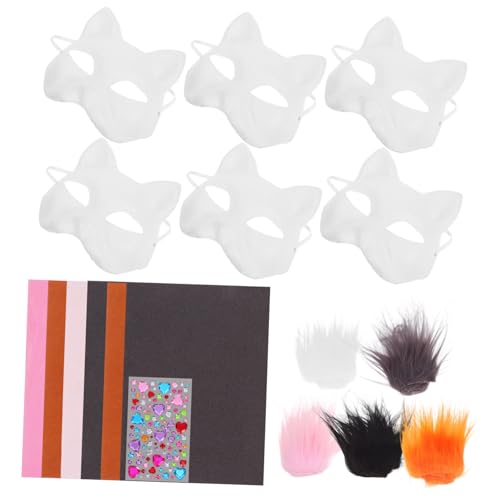 ibasenice 1 Satz Katzenmasken Diy Unbemalte Katzenmaske zum Gestalten Teiliges Bastelset für Fasching Cosplay und Maskerade aus Dekorativer Zubehörteile Sicher und Bequem für Erwachsene ibasenice 1 Satz Katzenmasken Diy Unbemalte Katzenmaske zum Gestalten Teiliges Bastelset für Fasching Cosplay und Maskerade aus Dekorativer Zubehörteile Sicher und Bequem für Erwachsene von ibasenice