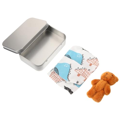 ibasenice 1 Satz Kleine Bärenbox Animal Figures kuschelbären Toys Plüschbärchen eincremehilfe taschentücher Bär in Zinn Bärenspielzeug aus Stoff Mini-Stofftier Cartoon-Bär Eisen von ibasenice