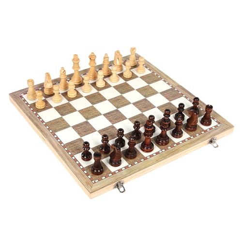 ibasenice Zusammenklappbares Schachspiel Aus Holz Pädagogisches Puzzlespielzeug Für Jungen Und Mädchen Tragbares Reiseschachbrett Internationales Schachspiel Für Jungen Und Mädchen von ibasenice