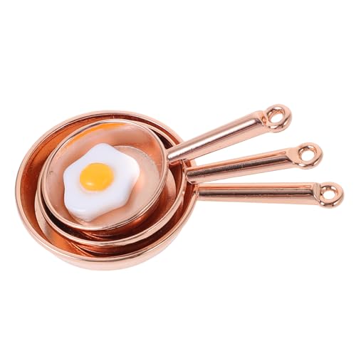 ibasenice 1satz Miniatur Pfanne Für Teiliges Kochgeschirr Mit Pfannen Und Spiegelei Hochwertiges Roségold Dekoration Für Miniaturen Und Spielküchen von ibasenice