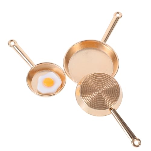ibasenice 1 Satz Küchenutensilien spaß bastelzeug The Craft handystativ handsfull Spielzeugküche Mini Bratpfanne Braten kleines Haushaltskochgeschirr Spielzeugsimulation Pfannen Eisen Golden von ibasenice