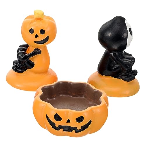 ibasenice 1 Satz Kürbis-Geist-Ornament Halloween-partygeschenk Tischleuchter Halloween-kerzenständer- Festival-Halloween-kerzenhalter Leere Kerzenbecher Harz von ibasenice