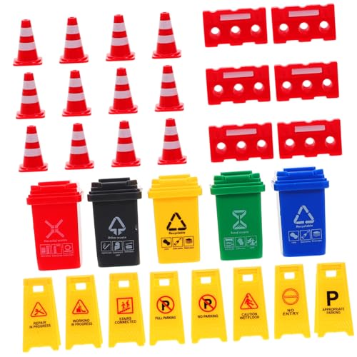 ibasenice Lernspielzeug-Set Zur Verkehrssicherheit Für Kinder – Mini-verkehrskegel Mülleimer Zäune – Spiel- Und Lernspielzeug Mit Realistischen Verkehrszeichen von ibasenice