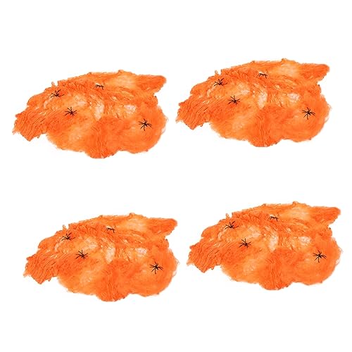 ibasenice 1 Satz Leuchtende Spinnennetz-Baumwolle Halloween-Spinnennetz Halloween-Banner Halloween Horror Halloween grusel Dekoration Halloween-Partyzubehör Spinnenschmuck Polyester Orange von ibasenice