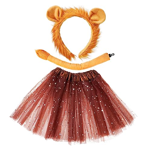 ibasenice 1 Satz Löwen-Charakterkostüm Löwenkopf Tutu Flauschiges Löwen-Haarband Hund Löwenmähne Löwenparty Cosplay Löwen Stirnband und - für Mädchen Polyester von ibasenice