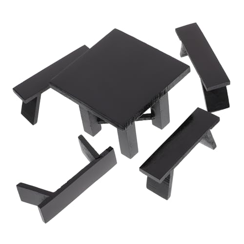 ibasenice 1 Satz Mini-Schreibtischverzierung Dekoration kinderzimmerdeko bastelzeug Living Room Decoration swor stühle schreibtischstuhl Miniaturmöbel Mini-Möbelverzierung Holz Black von ibasenice