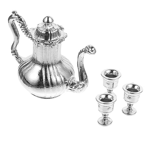 ibasenice 1 Satz Mini-Tassen wohnaccessoires sammlerstücke Tea pots teekannen spielzeuge Puppenhaus Teetasse Mini- Mini-Teetasse Rollenspielzubehör Mini-Küchenzubehör Metall Silver von ibasenice