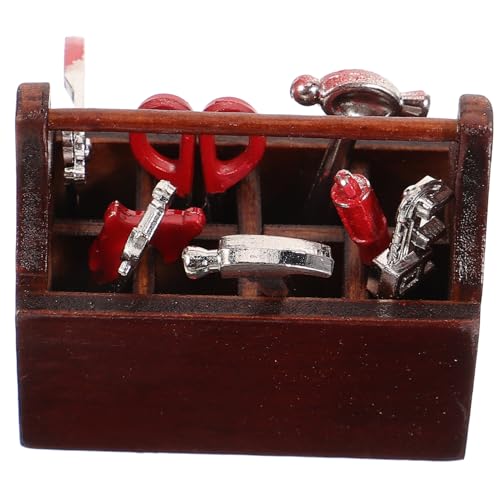 ibasenice Miniatur-Werkzeug-Set Mini- -zubehör Holz-werkzeugkasten So Tun Als Ob Für Kleinkinder von ibasenice