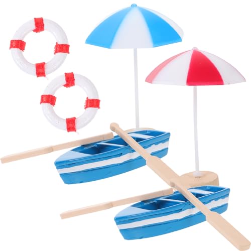 ibasenice 1 Satz Miniatur Strand Deko Teiliges mit Kleinen Booten Sonnenschirmen und Schwimmringen für Kreative Garten und Hausdekoration ibasenice 1 Satz Miniatur Strand Deko Teiliges mit Kleinen Booten Sonnenschirmen und Schwimmringen für Kreative Garten und Hausdekoration von ibasenice