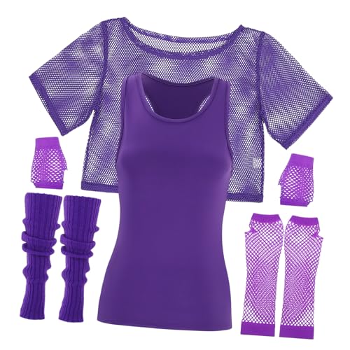 ibasenice 1 Satz Neon Fischernetz Kostüm für Damen Komplettes Karneval Outfits mit Handschuhen Beinwärmern und Weste für Retro Themenfeiern und Tanzveranstaltungen ibasenice 1 Satz Neon Fischernetz Kostüm für Damen Komplettes Karneval Outfits mit Handschuhen Beinwärmern und Weste für Retro Themenfeiern und Tanzveranstaltungen von ibasenice