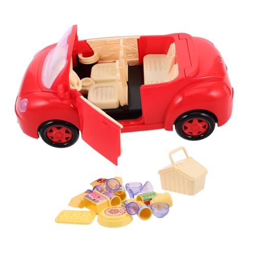 ibasenice 1 Satz Picknick-spielzeugwagen Miniatur-picknickspielzeug Simulation Essen Rollenspiel- Rollenspiel Im Offenen Wagen Rollenspiel Mit Essenskorb Geschirr Plastik von ibasenice